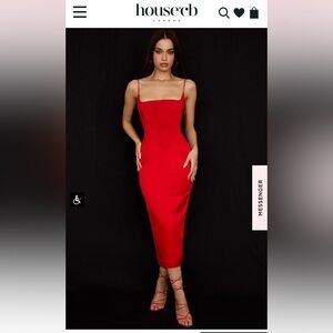 House of CB ANAIS SCARLET SATIN CORSET MIDI DRESS. Size medium. New without tag